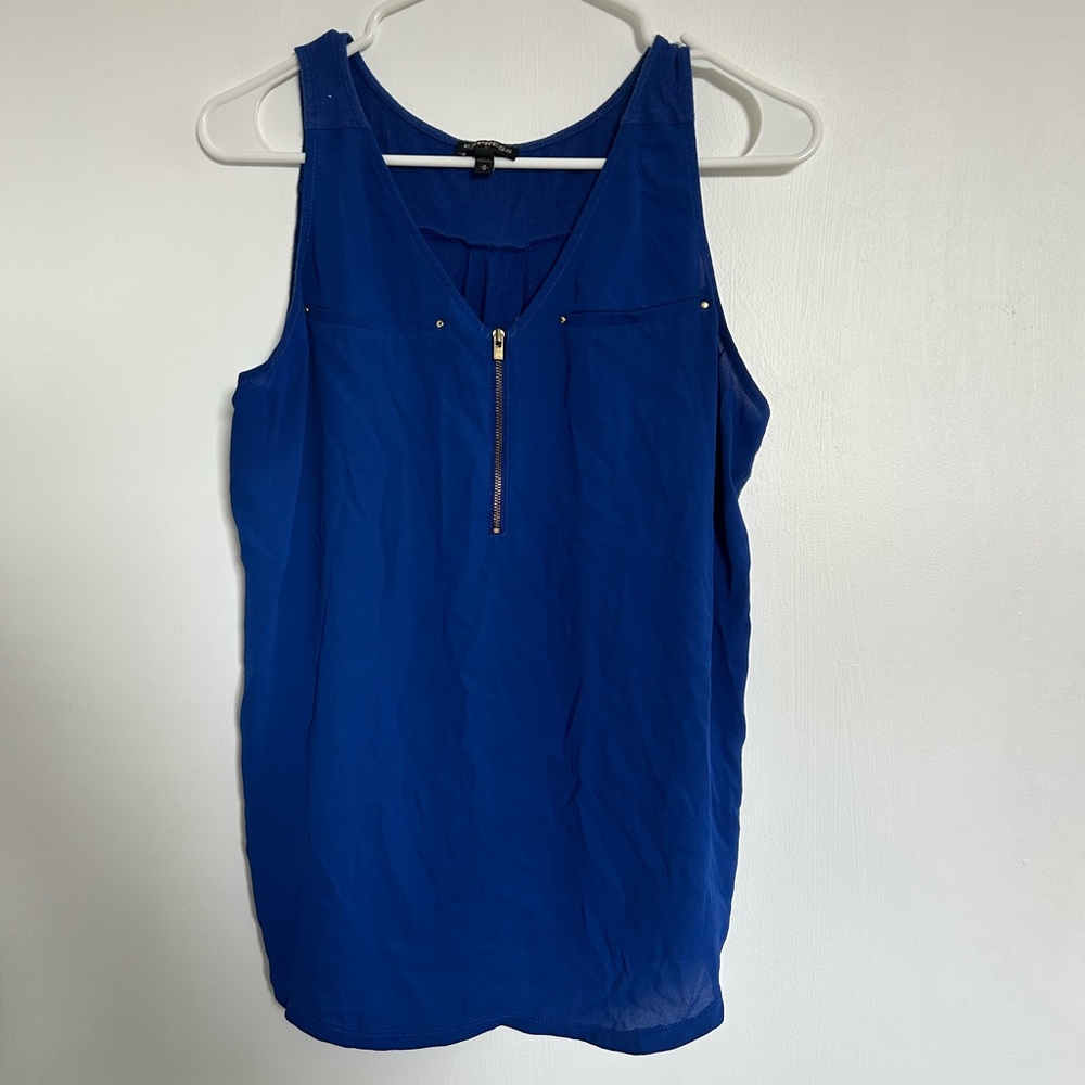 Express Royal Blue Zip Front Tank Top